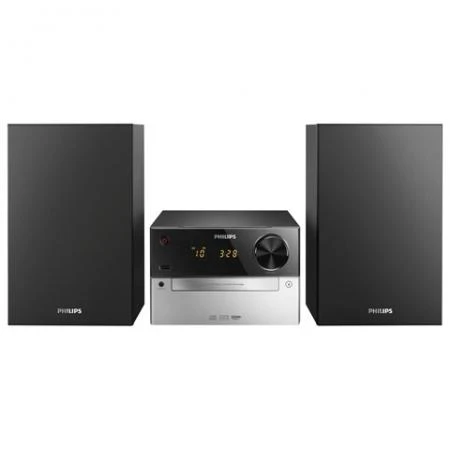 Фото Музыкальный центр PHILIPS MCM2300/12, CD,CD-R/RW, MP3-CD, выходная мощность 15 Вт, флэш-накопитель USB, FM/AM, серебристый/черный