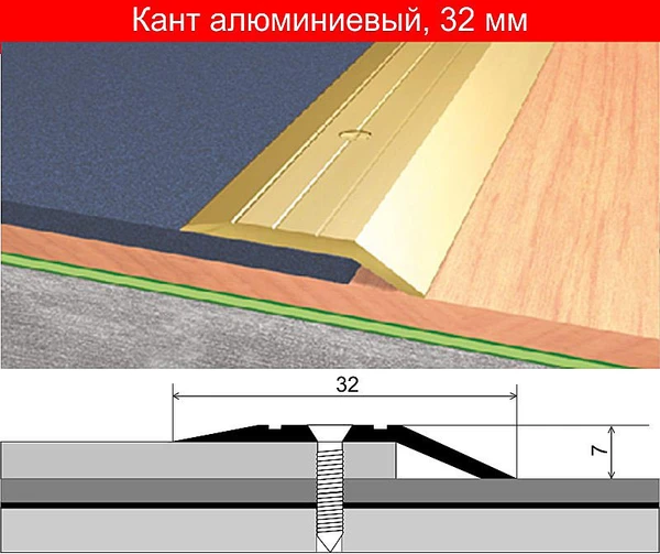 Фото Кант алюминиевый Русский Профиль разноуровневый 32х900мм