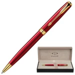 фото Ручка шариковая PARKER "Sonnet Red Lacquer GT", корпус красный, латунь, лак, позолоченные детали, черная