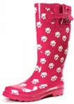 фото Townforst Women's Rubber Puddle Rain Boot Midcalf Waterproof Wellies Flat Pink Footprint