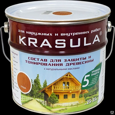 Фото Состав для защиты и тонирования древесины KRASULA