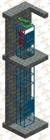 Фото Малогрузовой подъемник в металлической шахте