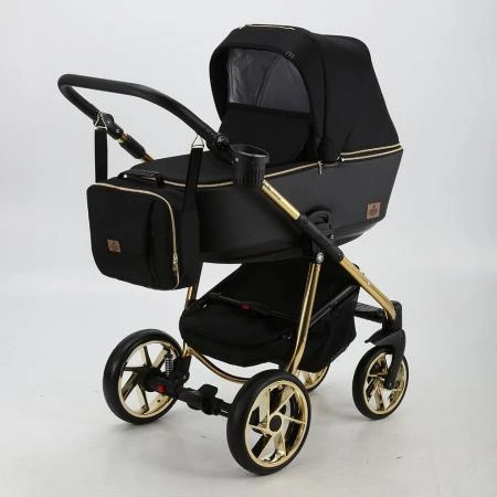 Фото Коляска 3 в 1 BeBe-mobile Gusto Special Edition эко-кожа черная с золотой рамой