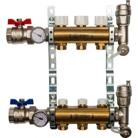 Фото STOUT Распределительный коллектор из латуни без расходомеров 3 вых.
