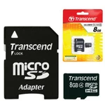 фото Карта памяти micro SDHC 8 GB TRANSCEND, скорость передачи данных 4 Мб/сек. (class 4), с адаптером