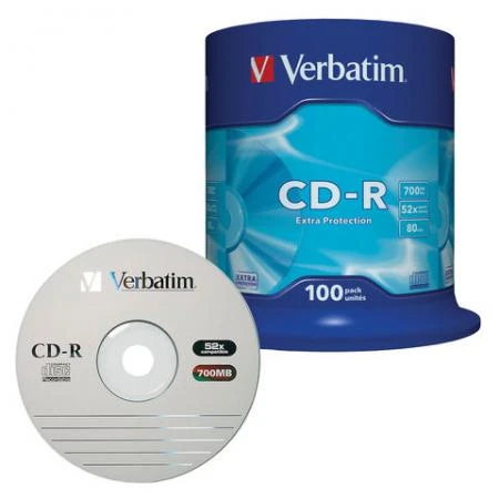 Фото Диски CD-R VERBATIM, 700 Mb, 52х, 100 шт., Cake Box