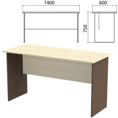 Фото Стол письменный "Канц", 1400х600х750 мм, цвет дуб молочный/венге (КОМПЛЕКТ)