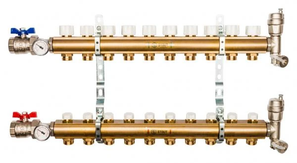 Фото Коллектор Stout из латуни без расходомеров 10 выходов