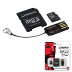 фото Карта памяти micro SDHC, 16 GB, KINGSTON, скорость передачи данных 4 Мб/сек. (class 4), с 2 адаптерами SD, USB