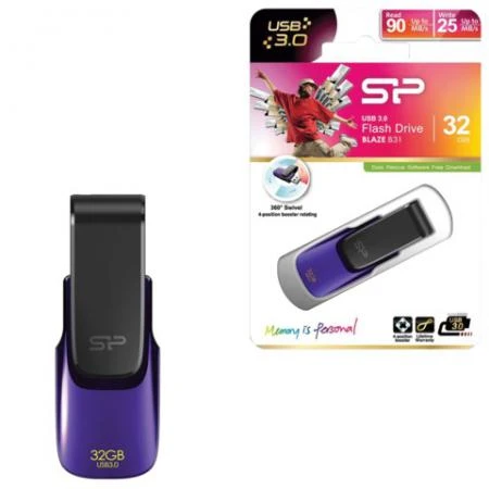 Фото Флэш-диск 32 GB, SILICON POWER B31, USB 3.0, фиолетовый