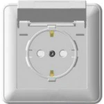 фото Розетка с/з крышкой защитными шторками и рамкой белая IP44 WESSEN 59 Schneider ELectric RS16-152B-18