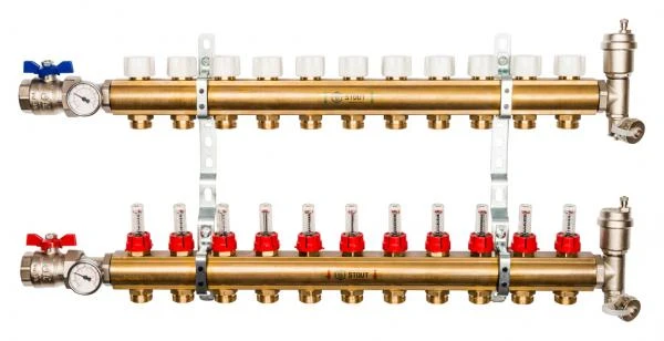 Фото Коллектор Stout из латуни с расходомерами 11 выходов