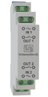 Фото VCSensorEnc-2L - двухканальный изолированный датчик контроля наличия напряжения для установки на din рейку