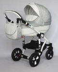 фото Коляска 2в1 BeBe-Mobile Toscana Ecco 100% 716S кожа серая/светло-серая с рисунком