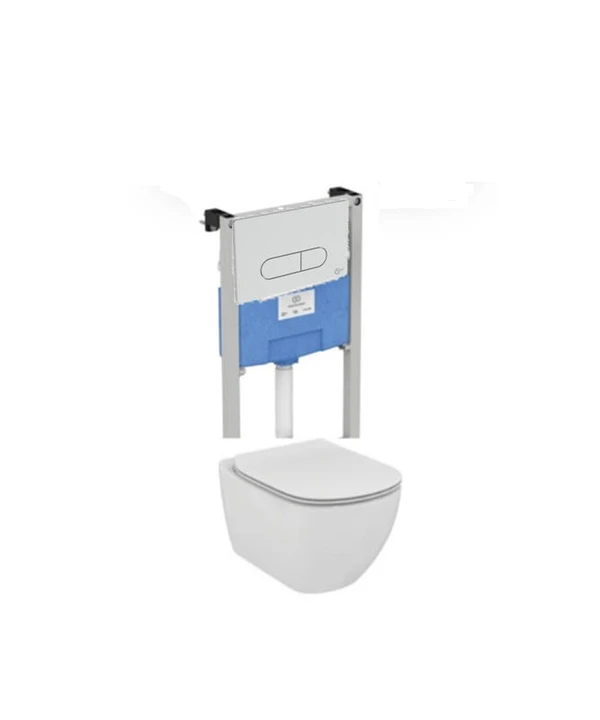 Фото Инсталляция Ideal Standard ProSys SmartFlush R029901 с унитазом TESI AquaBlade T007901, клавиша, сид