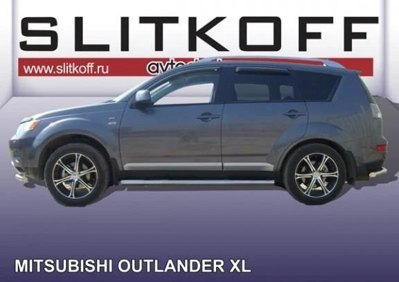 Фото Slitkoff Защита порогов d76 труба Mitsubishi Outlander XL