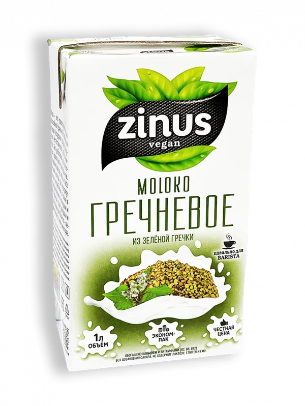 Фото Напиток ZINUS vegan Гречневое Моlоко 1,5% 1л тетра-пак