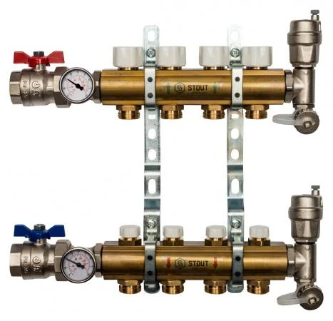 Фото Коллектор Stout из латуни без расходомеров 4 выхода