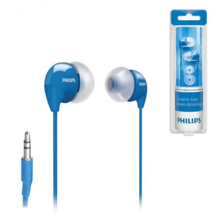 Фото Наушники PHILIPS SHE3590BL/10, проводные, 1,2 м, стерео, вкладыши с шумоподавлением, голубые