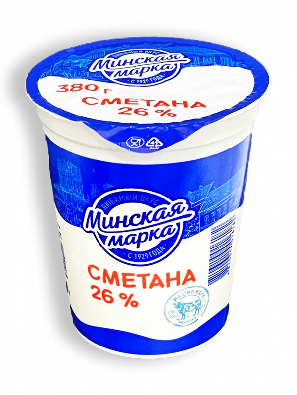 Фото Сметана Минская марка 26% 380г стакан