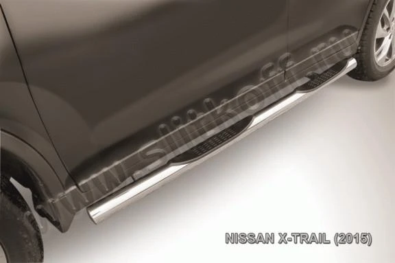 Фото Slitkoff Защита порогов d76 с проступями Nissan X- Trail (2015)