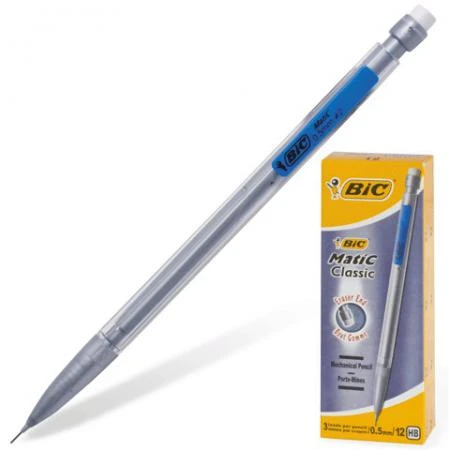 Фото Карандаш механический BIC "Matic Classic", корпус серый, ластик, 0,5 мм