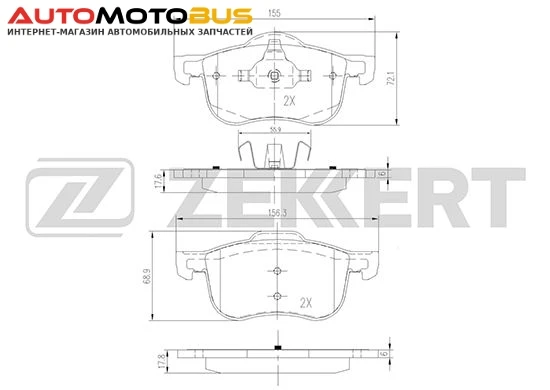 Фото Комплект тормозных колодок, дисковый тормоз ZEKKERT BS-2760