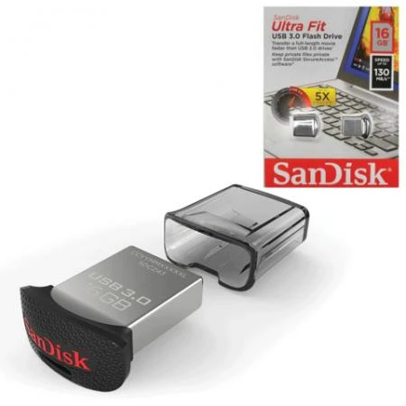 Фото Флэш-диск 16 GB, SANDISK Ultra Fit, USB 3.0, серебристый