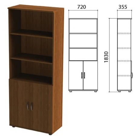 Фото Шкаф полузакрытый "Эко", 720х355х1830 мм, 2 двери, 4 полки, орех