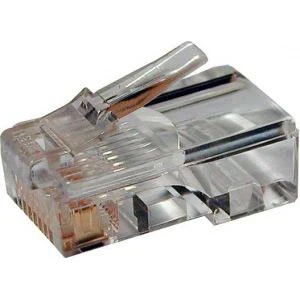 Фото Разъем hyperline rj-45 (8p8c) под витую пару, категория 5e (50µ"/ 50 микродюймов), универсальный (для одножильного и многожильного кабеля) 100шт plug-8p8c-u-c5-100 49377