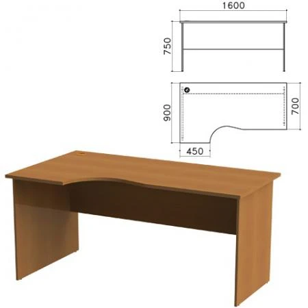 Фото Стол письменный эргономичный "Монолит", 1600х900х750 мм, левый, цвет орех гварнери, СМ7.3
