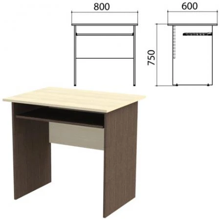 Фото Стол компьютерный "Канц", 800х600х750 мм, цвет дуб молочный/венге (КОМПЛЕКТ)