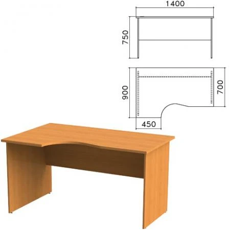 Фото Стол письменный эргономичный "Фея", 1400х900х750 мм, левый, цвет орех милан, СФ07.5