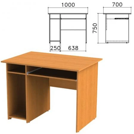 Фото Стол компьютерный "Фея", 1000х700х750 мм, с тумбой, цвет орех милан, СФ05.5