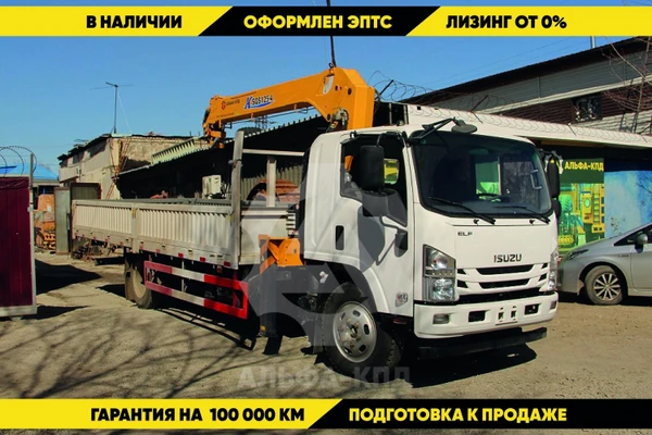 Фото Бортовой автомобиль на шасси Isuzu Elf с КМУ XCMG 5 т