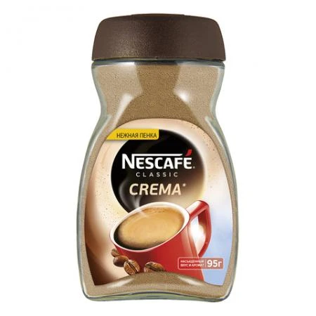 Фото Кофе растворимый NESCAFE (Нескафе) "Classic Crema", с нежной пенкой, 95 г, стеклянная банка