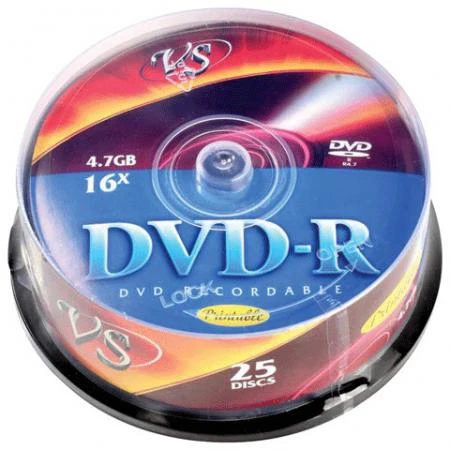 Фото Диски DVD-R VS, 4,7 Gb, 16x, 25 шт., Cake Box, с поверхностью для печати