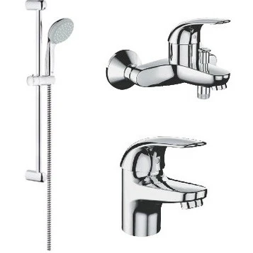 Фото Grohe Euroeco 124428 Комплект смесителей с душем смеситель для ванны, раковины, душевой гарнитур