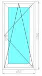 фото Окно пластиковое одностворчатое, повортно-откидная створка 650*1350