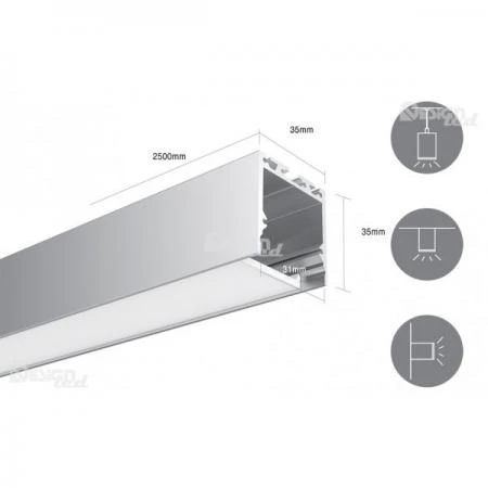 Фото Профиль для светодиодной ленты прямоугольный подвесной LS3535