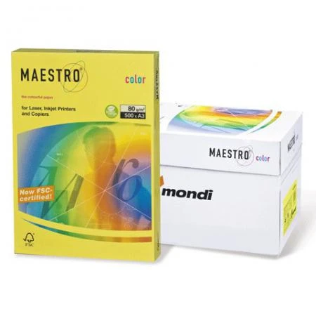 Фото Бумага MAESTRO color А3, 80 г/м2, 500 л., интенсивная солнечно-желтая SY40