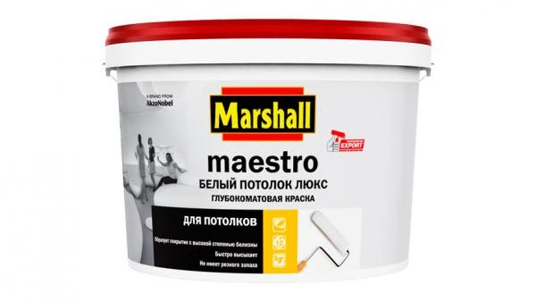 Фото MARSHALL MAESTRO БЕЛЫЙ ПОТОЛОК ЛЮКС КРАСКА ДЛЯ ПОТОЛКОВ ГЛУБОКОМАТОВАЯ Маршалл