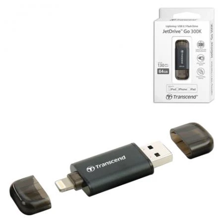 Фото Флэш-диск, 64 GB, TRANSCEND JDG300, Lightning, USB 3.1, черный