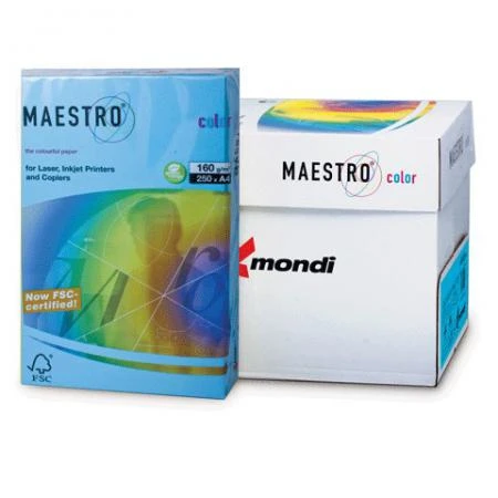 Фото Бумага MAESTRO color А4, 160 г/м2, 250 л., интенсивная светло-синяя AB48