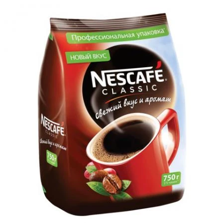 Фото Кофе растворимый NESCAFE "Classic", гранулированный, 750 г, мягкая упаковка