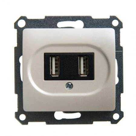 Фото Механизм розетки USB GLOSSA 5В/1400мА (2х5В/700мА) перламутр|GSL000632 Schneider Electric