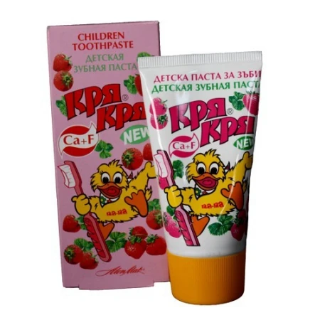 Фото Зубная паста Кря-Кря для детей с ароматом Клубники Ca+F Ален Мак 50 ml