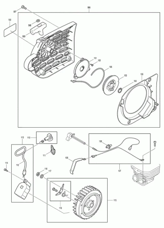 Фото Makita Пружина стартера DPC6400/6401&#160; бензореза Makita DPC6400 (рис.101)