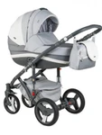 фото Коляска 2в1 BeBe-Mobile Movo R24 кожа белая + серый/светло-серый