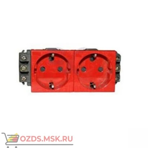 Фото LEGRAND 077412 Модуль розетки 2х2К+3, 4М, [Schuko] безвинт зажимы, с мех.блок., красный, Mosaic